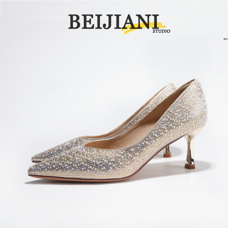 Women's Rhinestone Wedding High Elegant Stiletto Advanced Women's Fashion Shoes