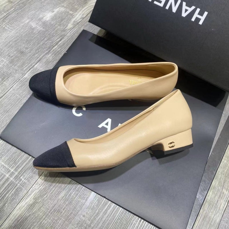Women's Chunky Pumps Back Strap Square Toe Mid Empty Women's Fashion Shoes
