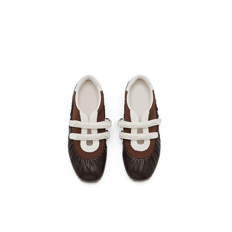 Women's Spring Retro Mary Jane Brown Pearl Women's Fashion Shoes