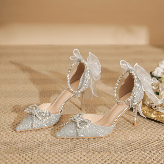 Women's Valentine's Day Gift Sier High Crystal Heels