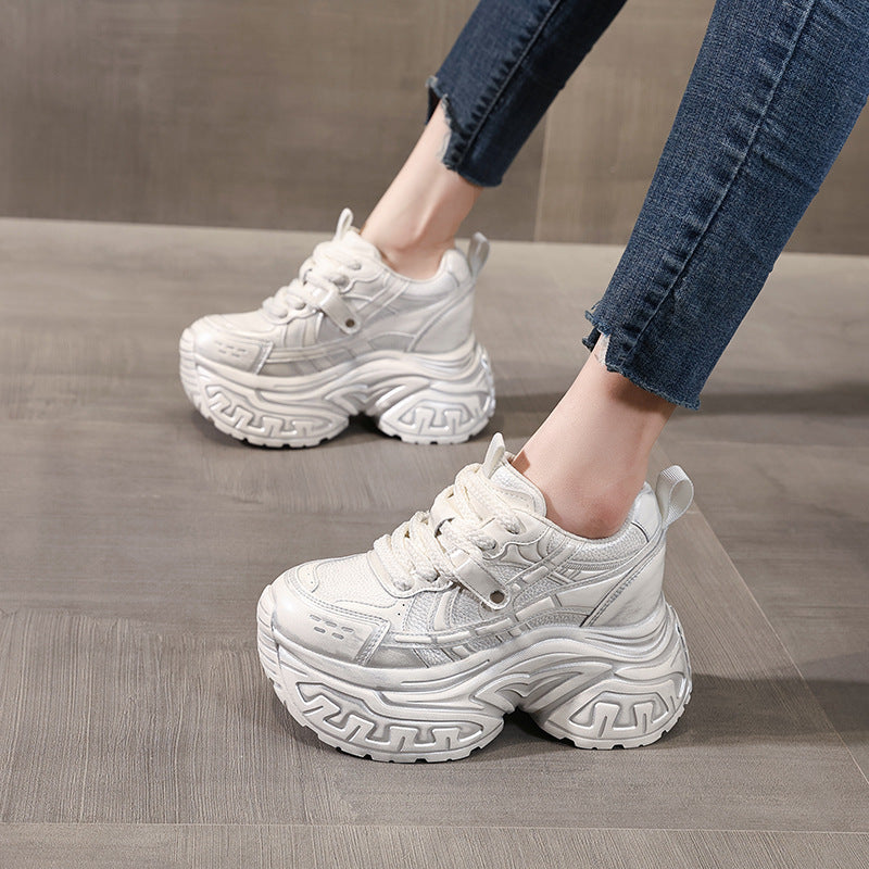 Women's Thick Bottom Height Increasing Insole Brushed Retro Style Dad Casual Shoes