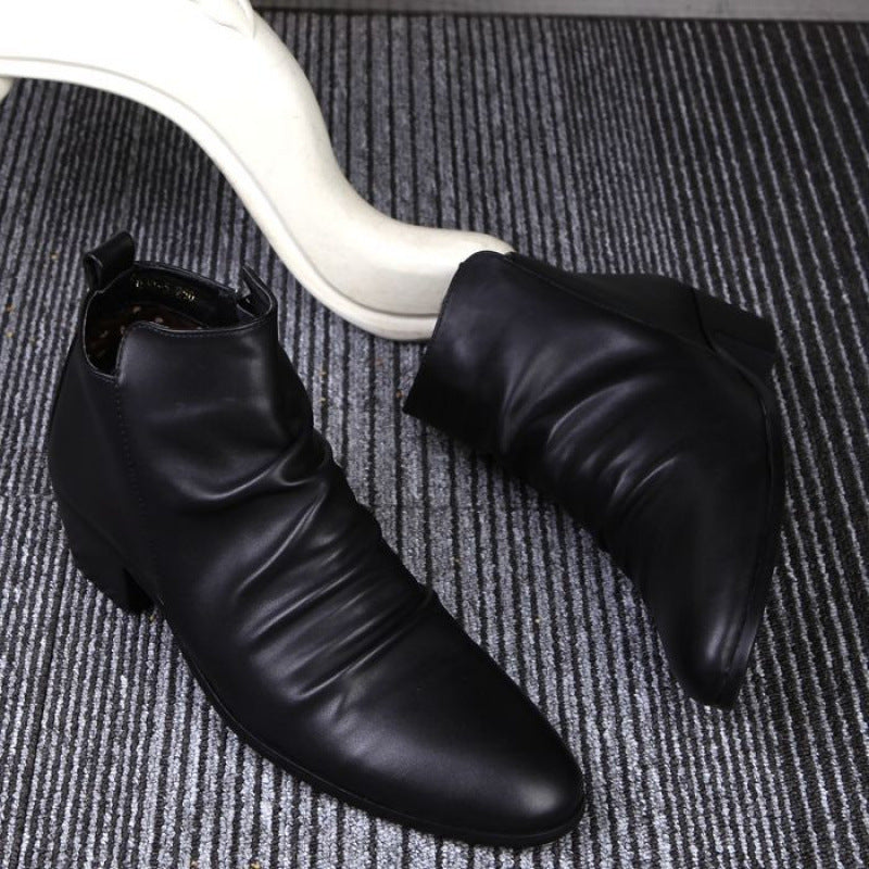 Men's Pointed Ankle Korean Style British Tide Height Increasing Insole Business Men's Martin Boots