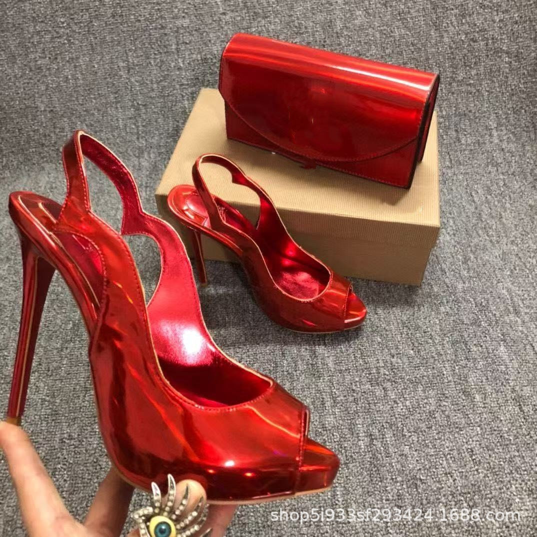 Women's Anchor Rivet Red Sole Pointed High Heels