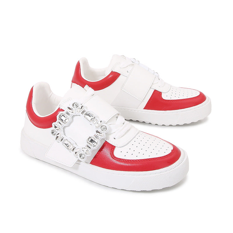 Women's Drill Buckle Fashion White Genuine Board Sports Casual Shoes