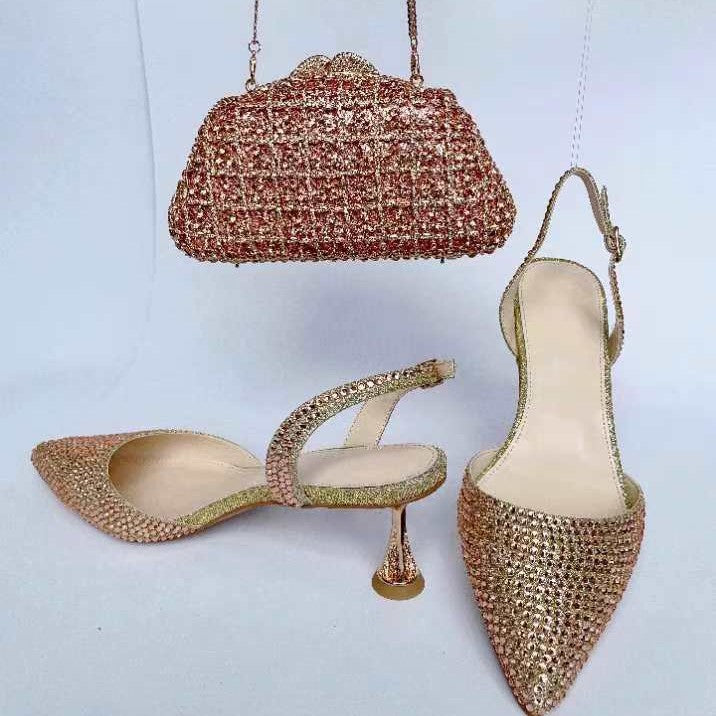 Luxury Fashion Diamond Pointed Wedding Crystal High Heeled Sandals