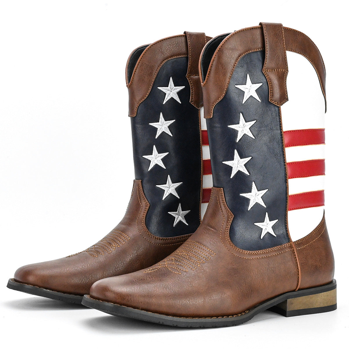 Men's Personality Fashion Design Cowboy Five-pointed Star Suit Men's Leather Boots