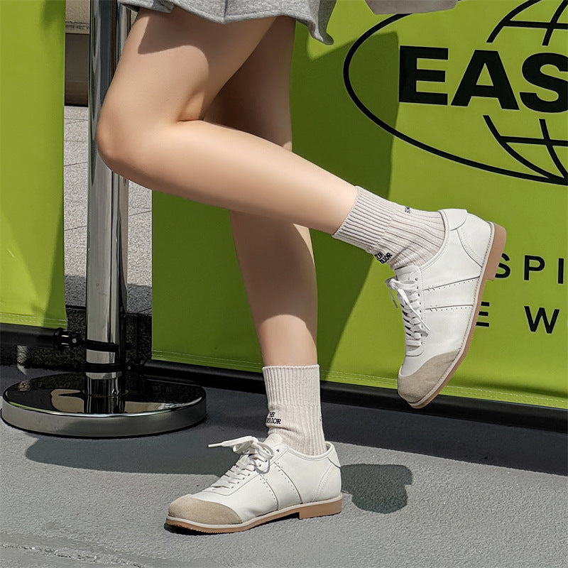 Women's & Men's High-grade Training British Style White German Men's Casual Leather Shoes