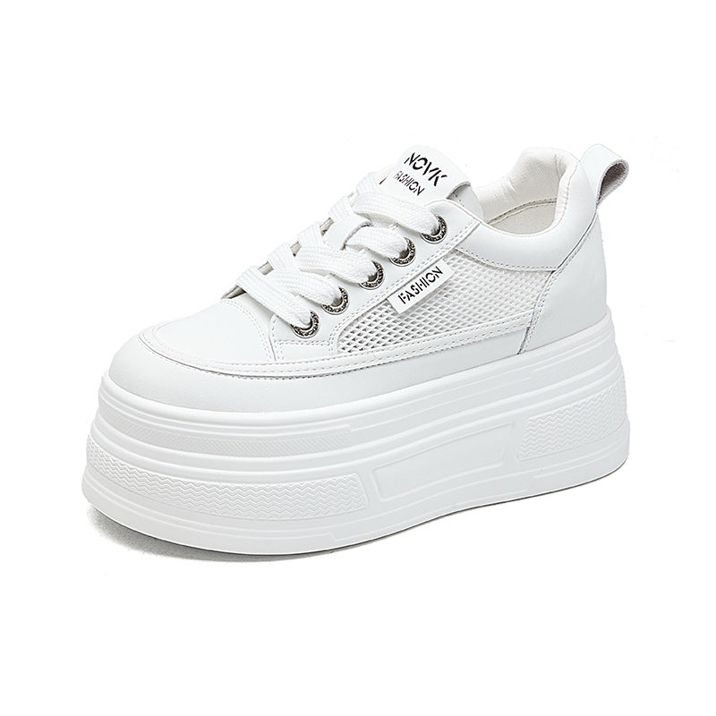 Women's Platform Height Increasing Insole Breathable White Casual Shoes