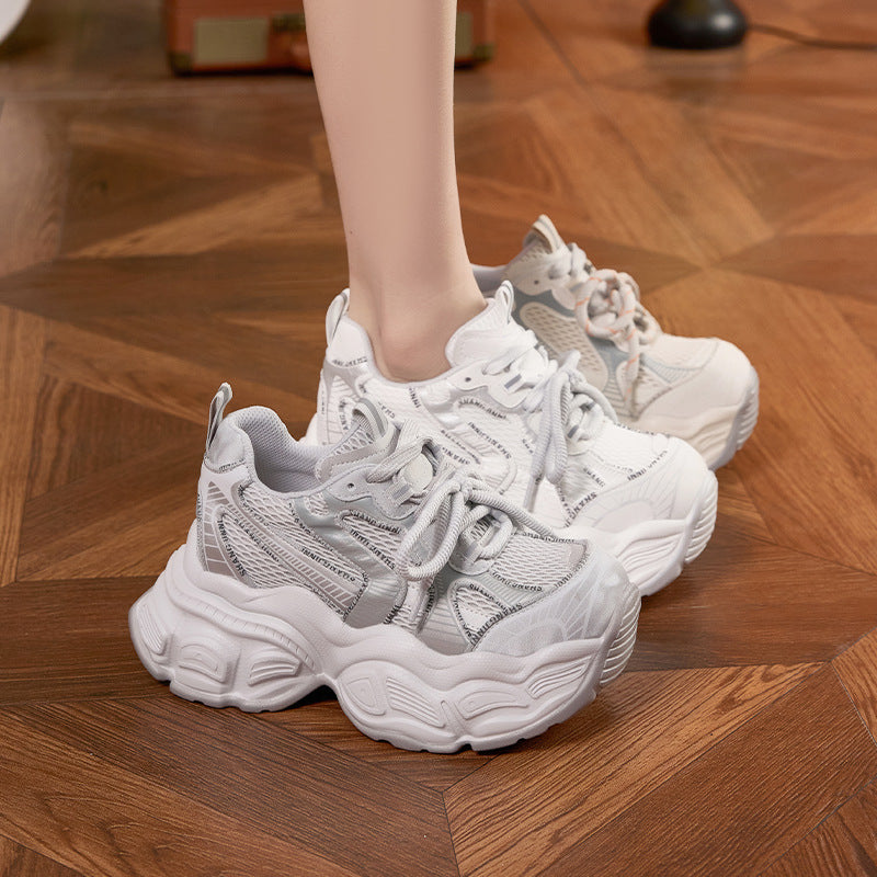 Women's Platform Dad Spring Breathable Mesh Surface Height Increasing Women's Sports Shoes