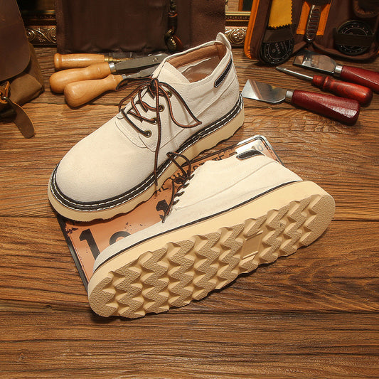 Men's Genuine Suede Retro Breathable Soft Bottom Men's Martin Boots