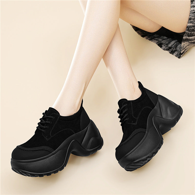 Women's Small Round Head Thick Bottom Daddy Pumps Increased Temperament Women's Sports Shoes