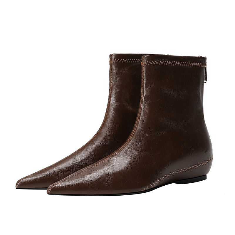 Women's Bootie Slimming Versatile Height Increasing Insole Low Women's Leather Boots