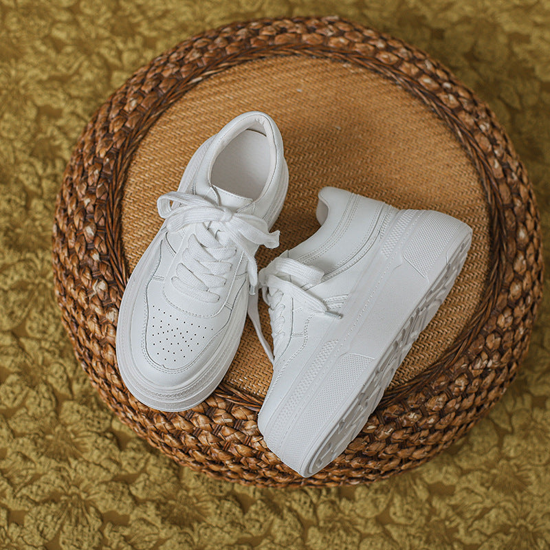 Increasing Insole Platform White Female Classic Style Sports Casual Shoes