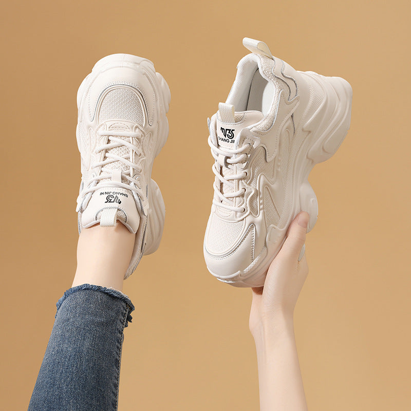 Women's Black Platform Dad Show Feet Small-sized Height Increasing Women's Sports Shoes