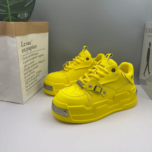 Women's & Men's Bread Thick Sole Height Increasing Fashionable White Design Couple Men's Casual Shoes