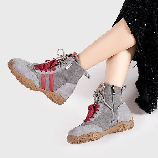 Women's Cowhide Version Boxing Winter Vintage Martin Height Women's Casual Shoes