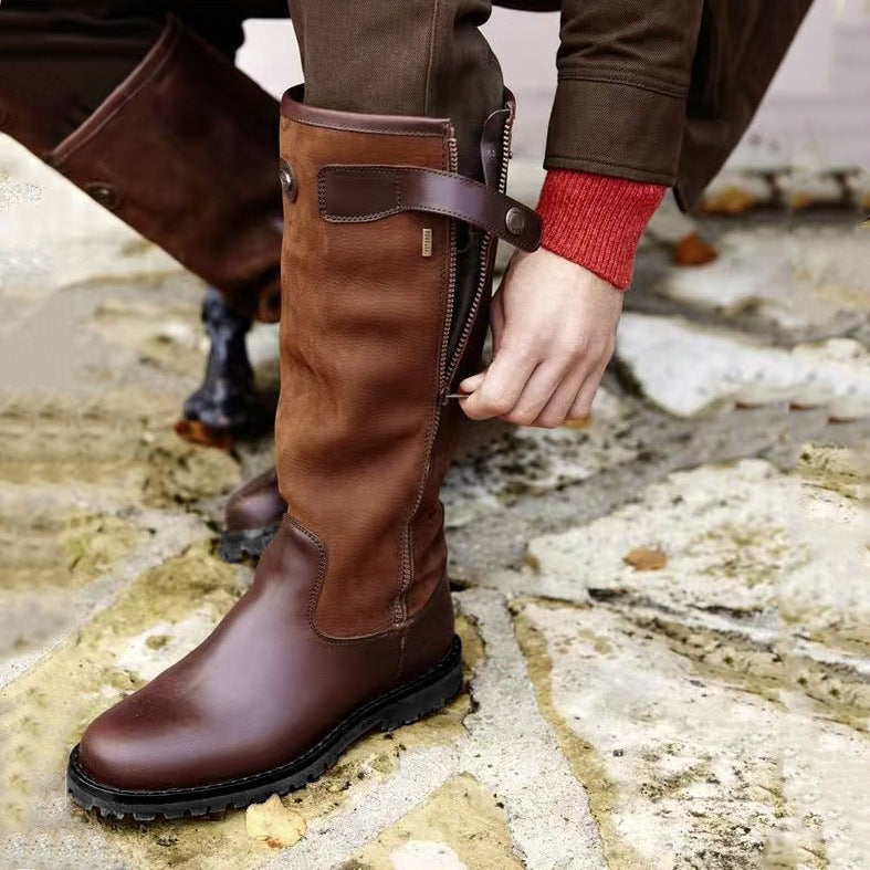 Men's Sun Retro Outdoor Knight Large Size Men's Leather Boots