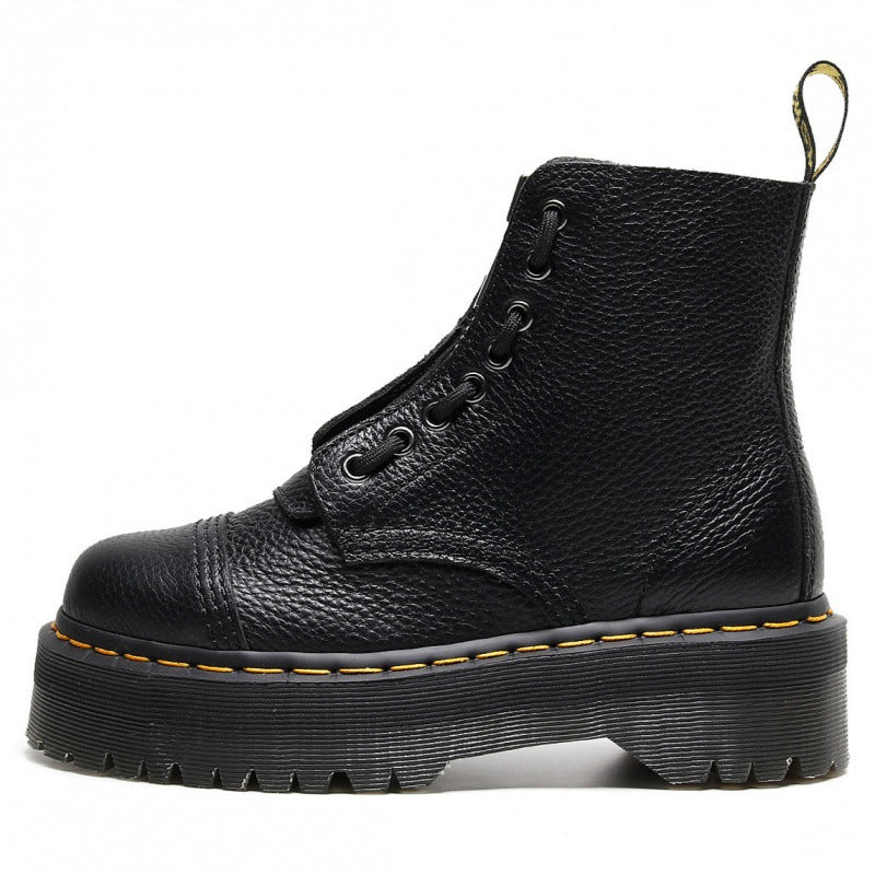 British Thick-soled Martin Front Zipper Top Layer Boots