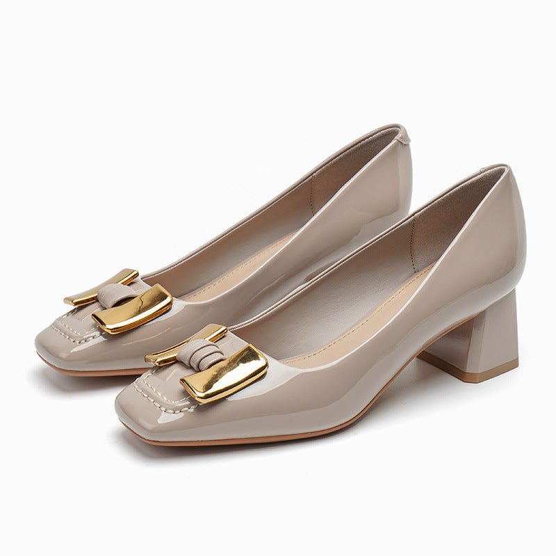 Women's Chunky Mary Jane Kitten Metal Buckle Women's Fashion Shoes
