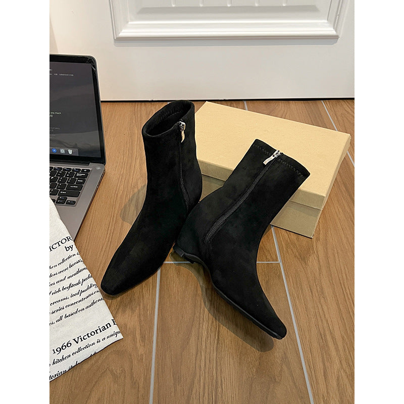 Version Not Tired Feet Small Height Increasing Insole French Skinny Women's Leather Boots