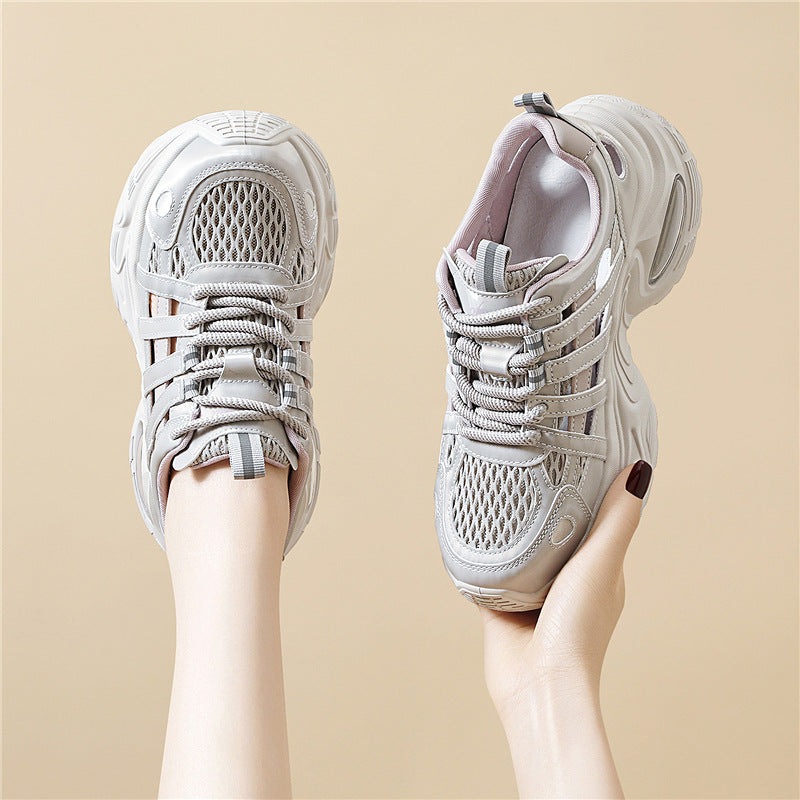 Women's Breathable Hollow Air Cushion Foam Bottom Platform Sports Casual Shoes