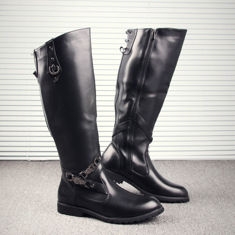 Men's Leg Wellingtons Cowboy Zipper Pointed Trendy Riding Outdoor Fashionable Martin Boots