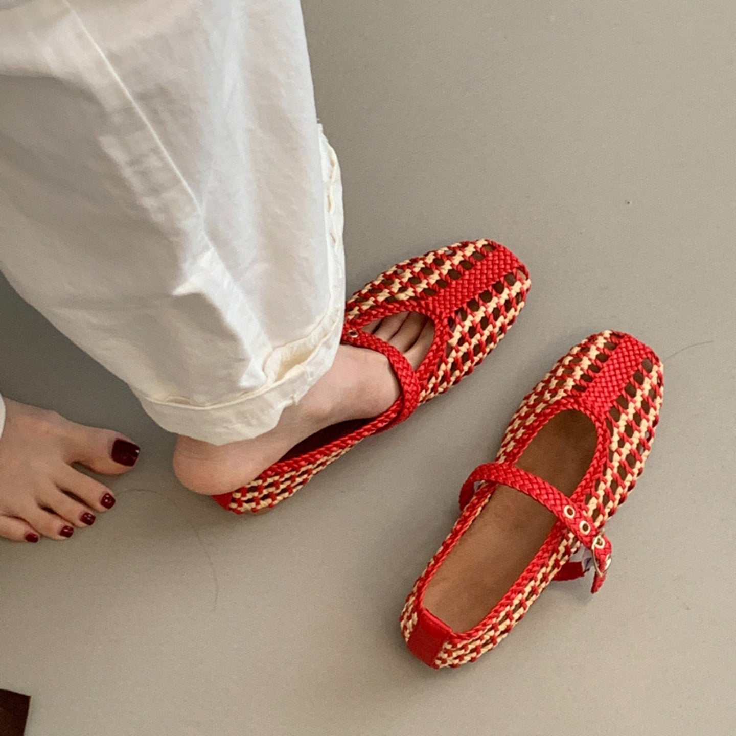 With Mesh Flat Retro Comfort Mary Women's Casual Shoes