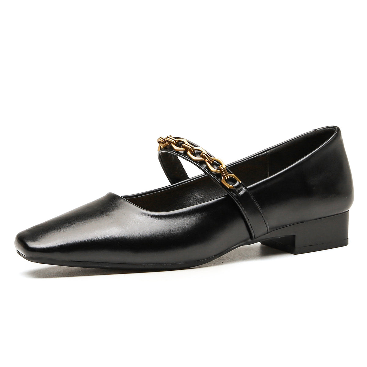 Women's Luxury Retro Slip-on Soft Bottom Black French Pumps Square Toe Women's Fashion Shoes
