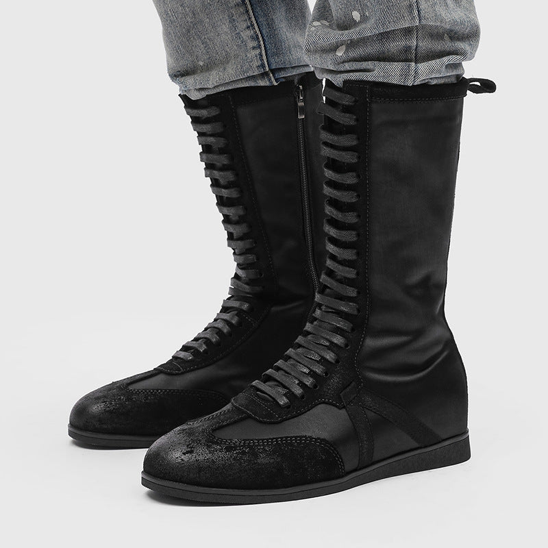 Men's Minimalist Boxing Military Tactical Cylinder White Men's Martin Boots