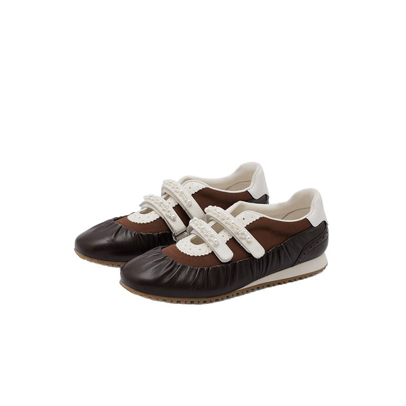 Women's Spring Retro Mary Jane Brown Pearl Women's Fashion Shoes
