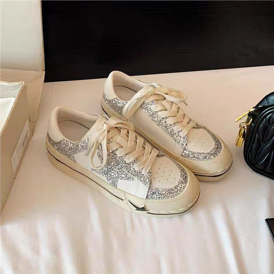Women's Genuine Sier Bright Platform White Height Women's Sports Shoes