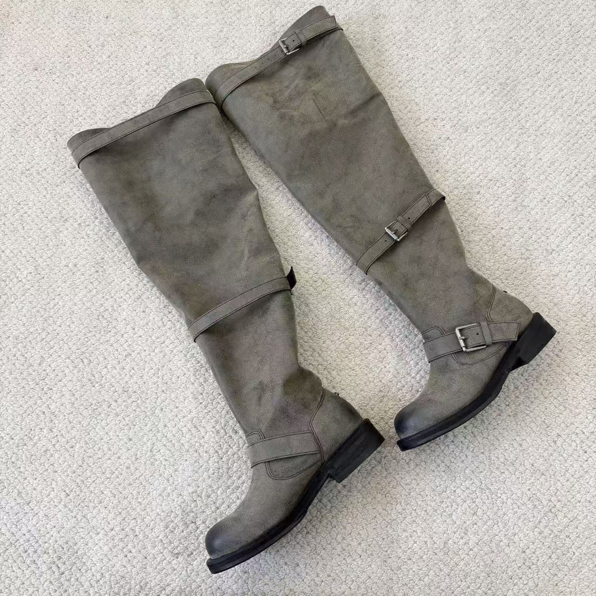 Big Tube Circumference Pile Style Round Head High Boots