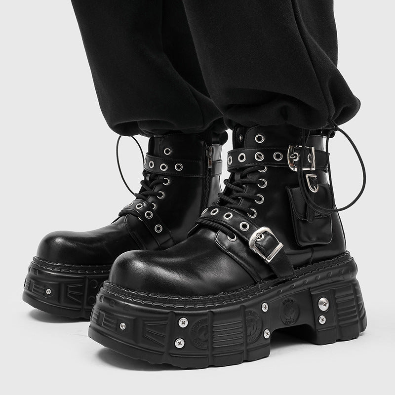 Men's Punk Platform Cool Drag Dark Asian Culture Fashion Metal Men's Martin Boots