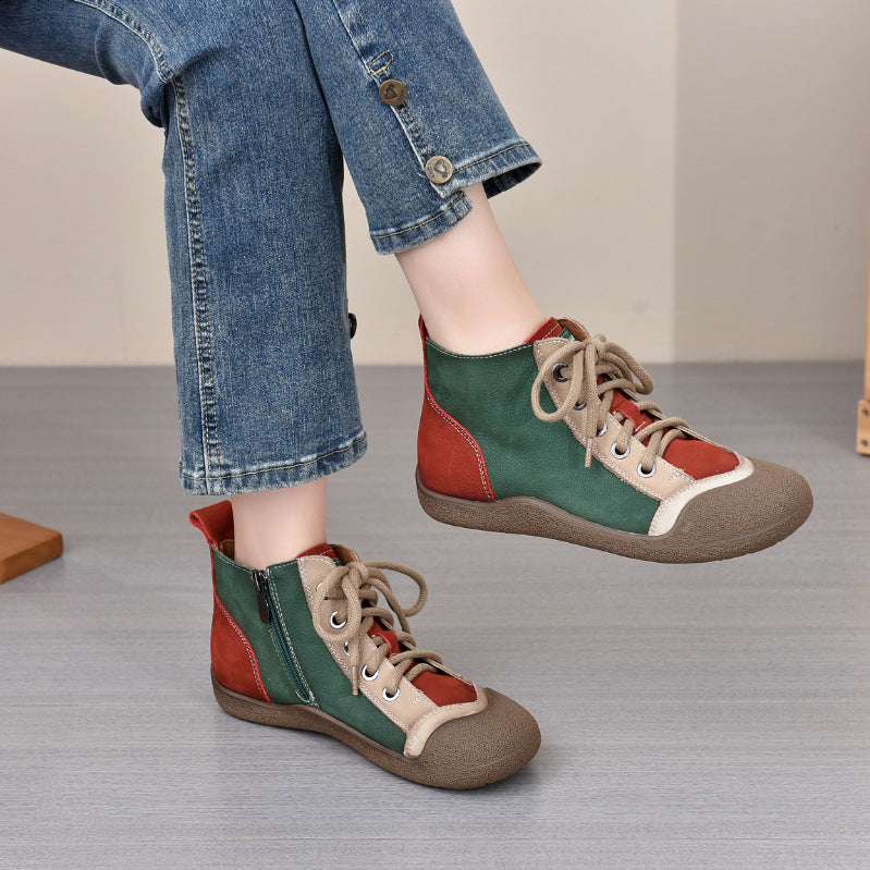 Women's Autumn First Layer Cowhide Board Soft Bottom Single Women's Casual Shoes