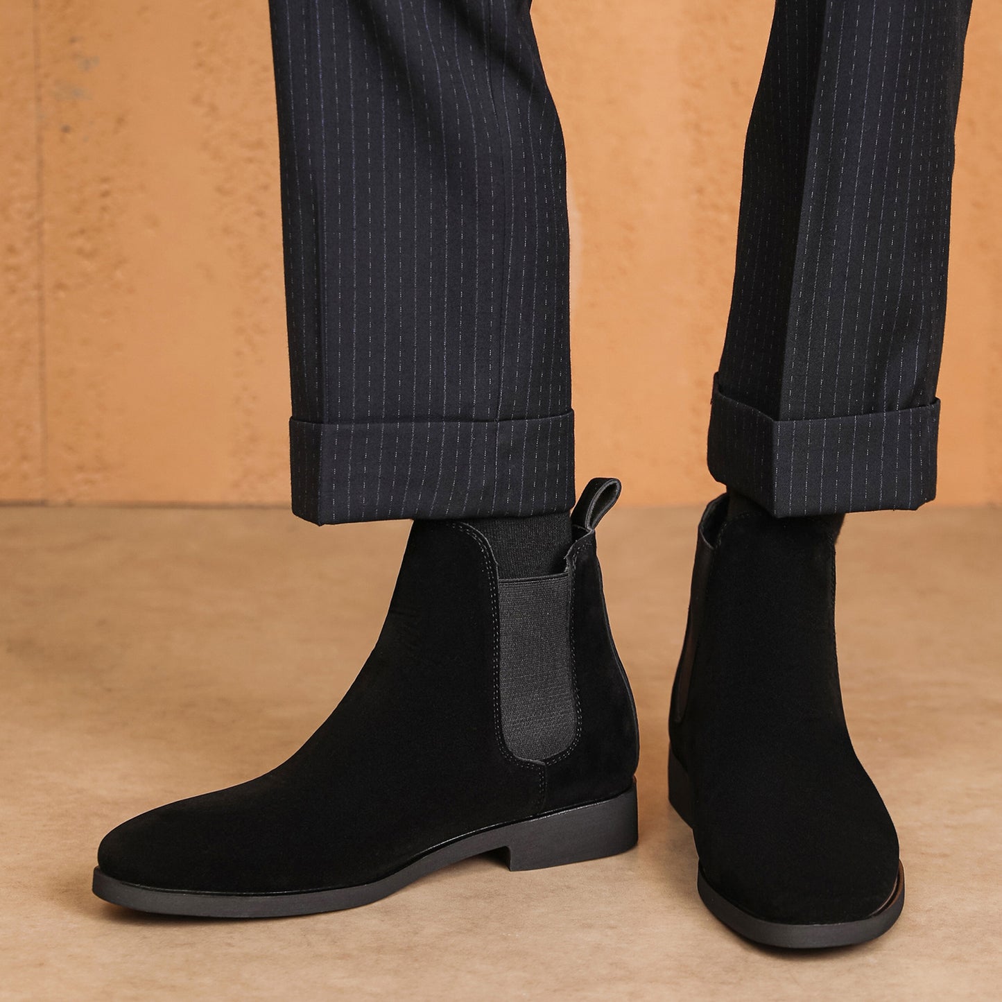 Men's Faux Deerskin Chelsea Stretch Suede Martin Men's Leather Boots