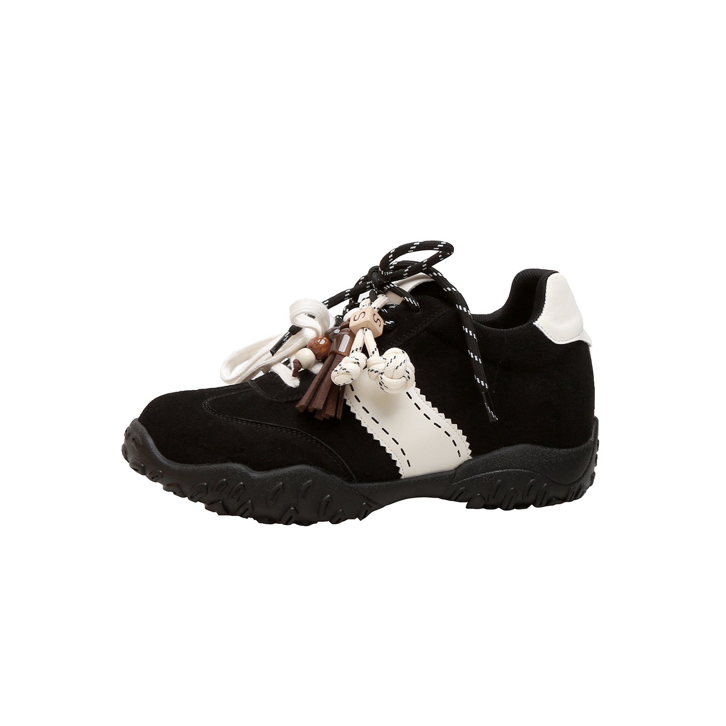 Women's Height Increasing Insole Crescent Thick Bottom Mandarin Casual Shoes