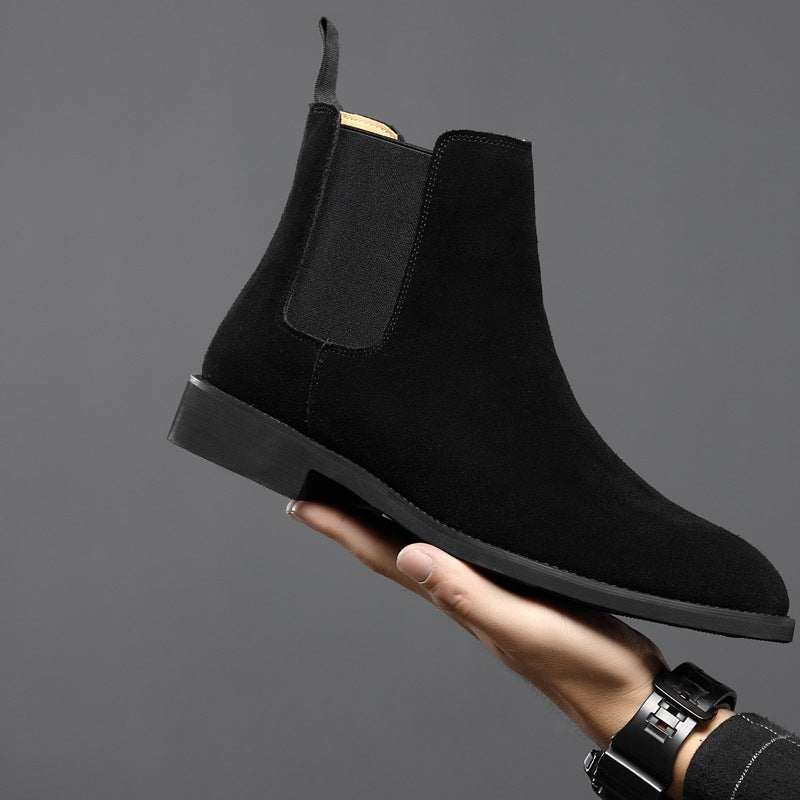 Men's Chelsea Pointed British Style Martin Matte High Men's Leather Boots