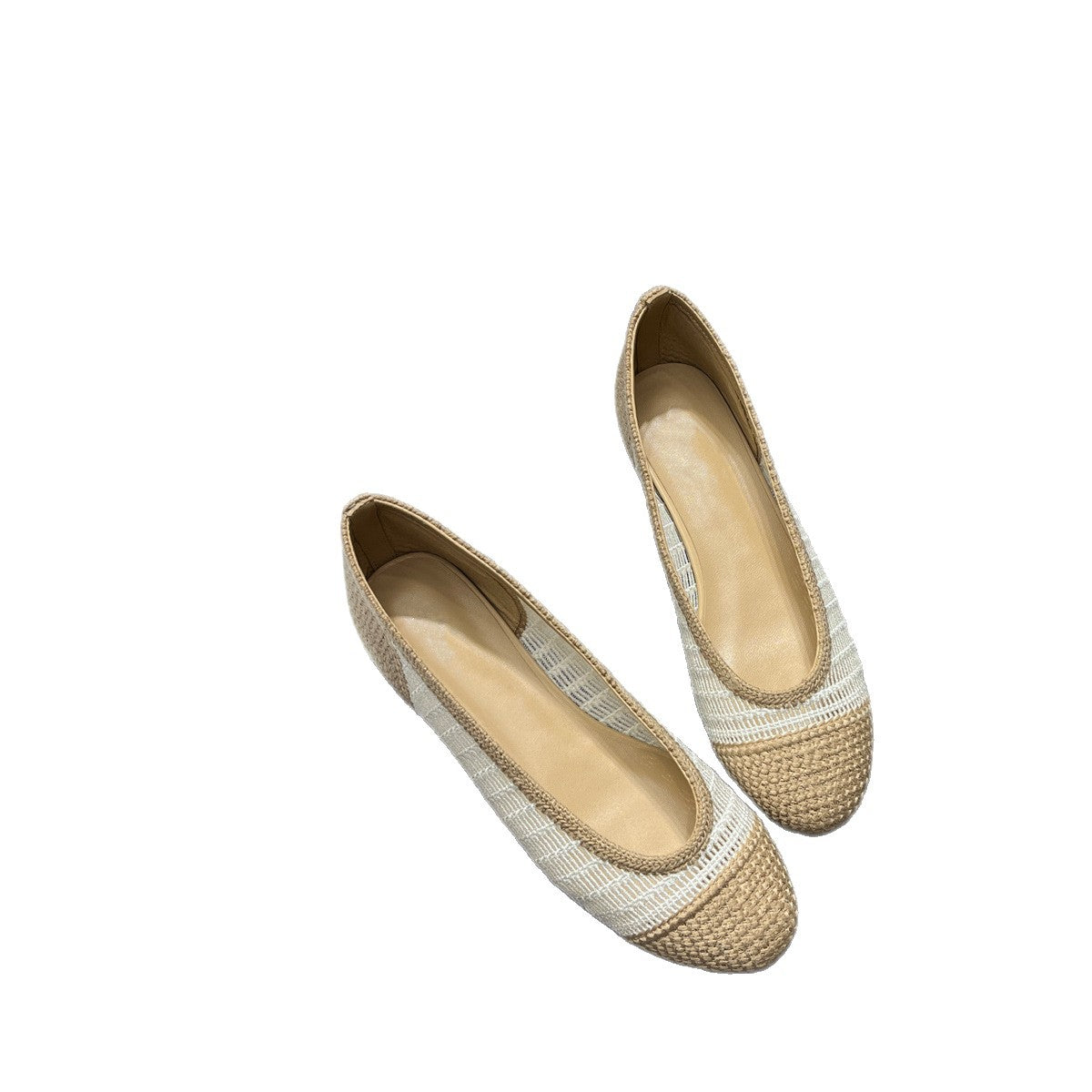 Women's Color Matching Straw Mesh Hollow Flat Women's Fashion Shoes