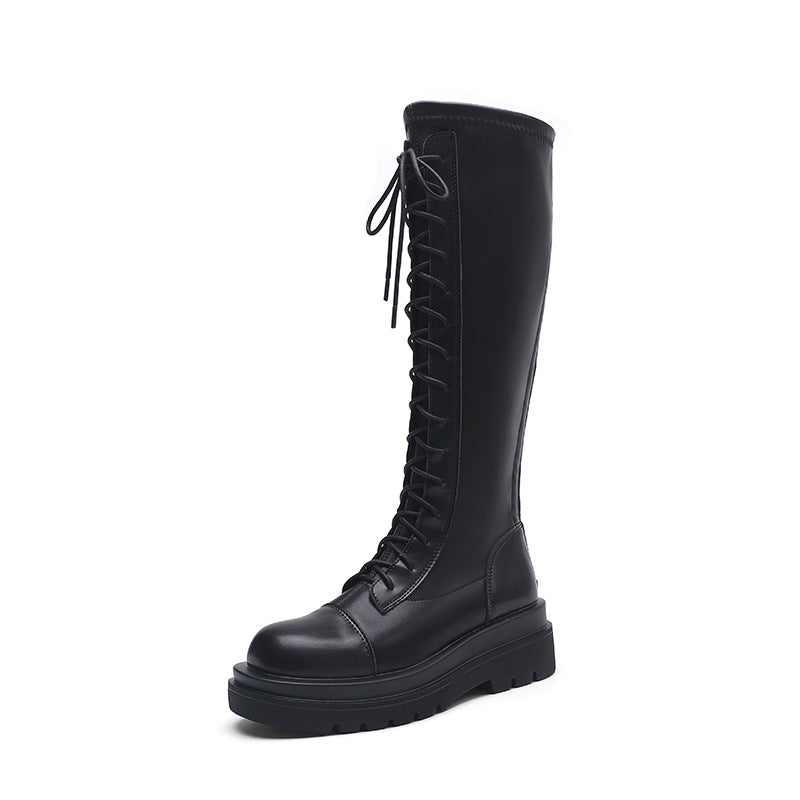 Women's Thick Bottom Increased Below The Knee Small Boots