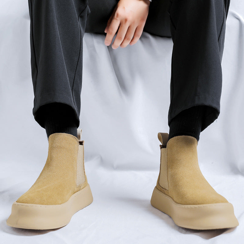 Men's British Style Chelsea Breathable Platform Elevator Ankle Boots