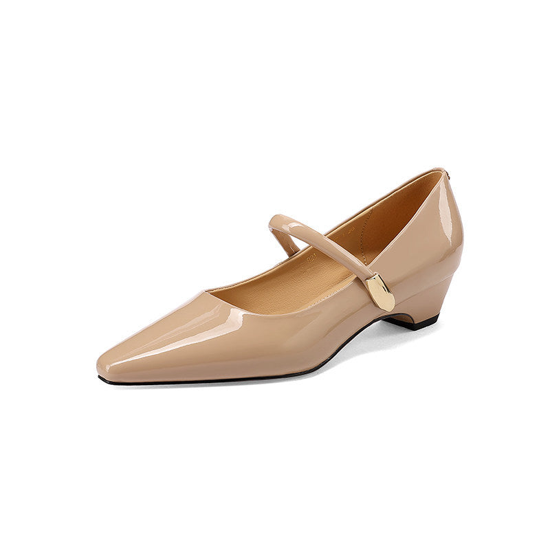 Women's Chunky Mary Jane Spring Authentic Square Toe Comfortable Heels