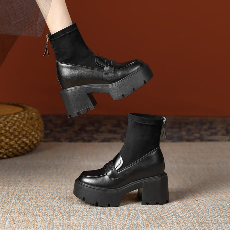 Women's Increasing Insole Veet Martin Short Thick-soled High Women's Leather Boots