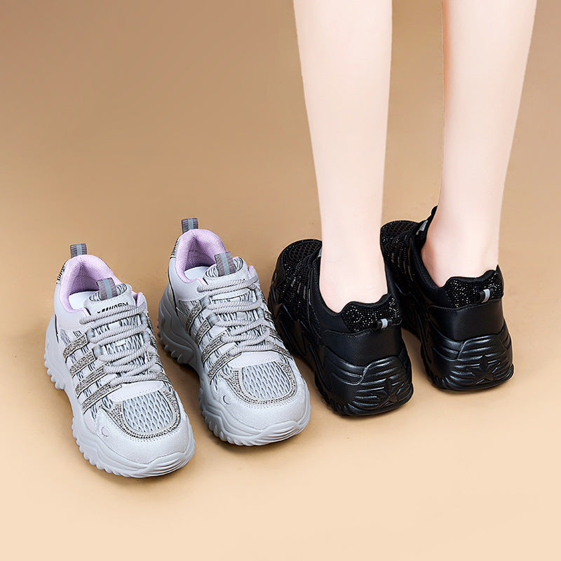 Women's Autumn Mesh Fashion Thick Bottom Increased Sports Casual Shoes