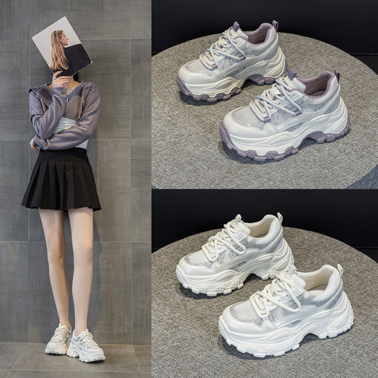 Women's Mesh Surface Clunky Platform Muffin Spring Small Sneakers