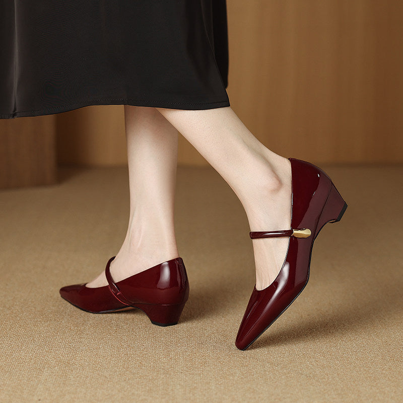 Women's Chunky Mary Jane Spring Authentic Square Toe Comfortable Heels