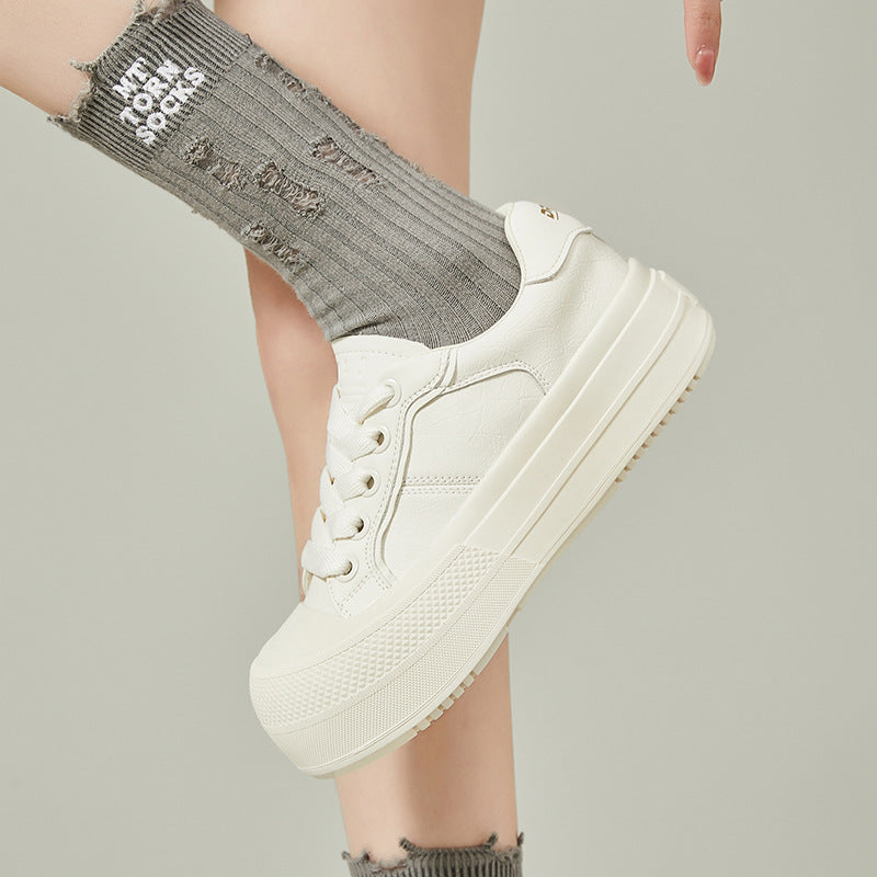 Women's Platinum Muffin Bottom Round Toe Height Increasing Women's Casual Shoes