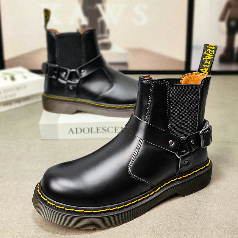 Chelsea Cowhide Couple Short British Genuine Motorcycle Boots