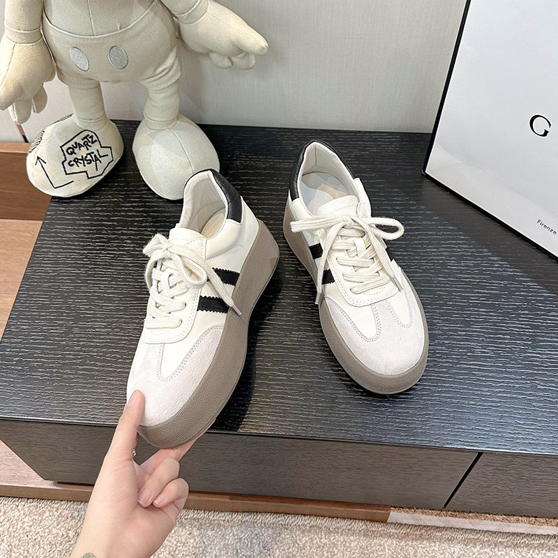 Women's Small Height Increasing Insole Versatile Thick-soled Retro German Women's Casual Shoes
