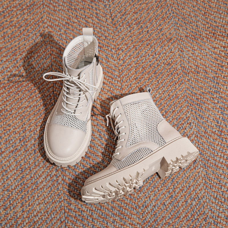 Women's Mesh Martin Summer Breathable Ankle Thick Women's Leather Boots
