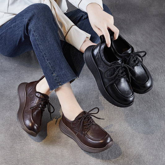 Women's Soft Bottom Wedge Platform Retro Genuine Casual Shoes